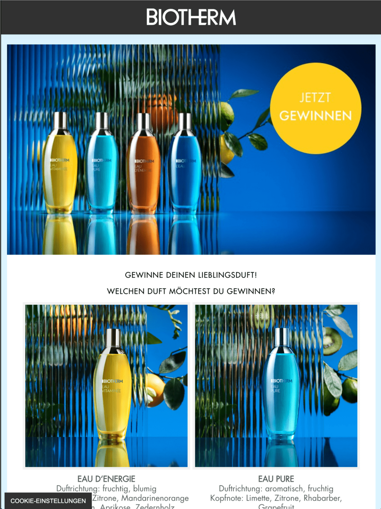 Le concours de parfums de Biotherm