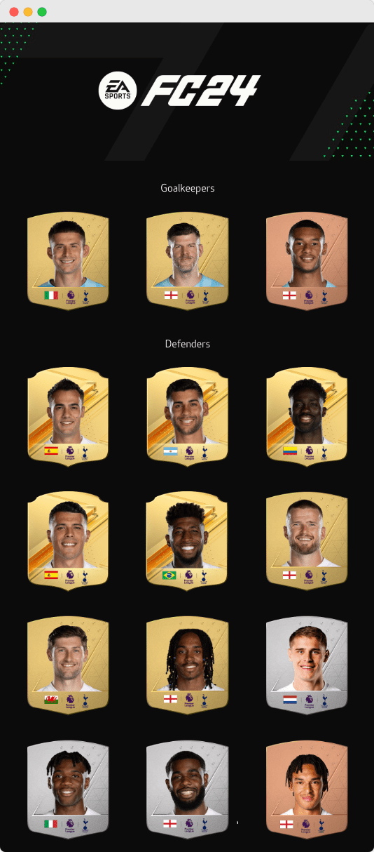 La sélection d’équipe de Tottenham HotSpur