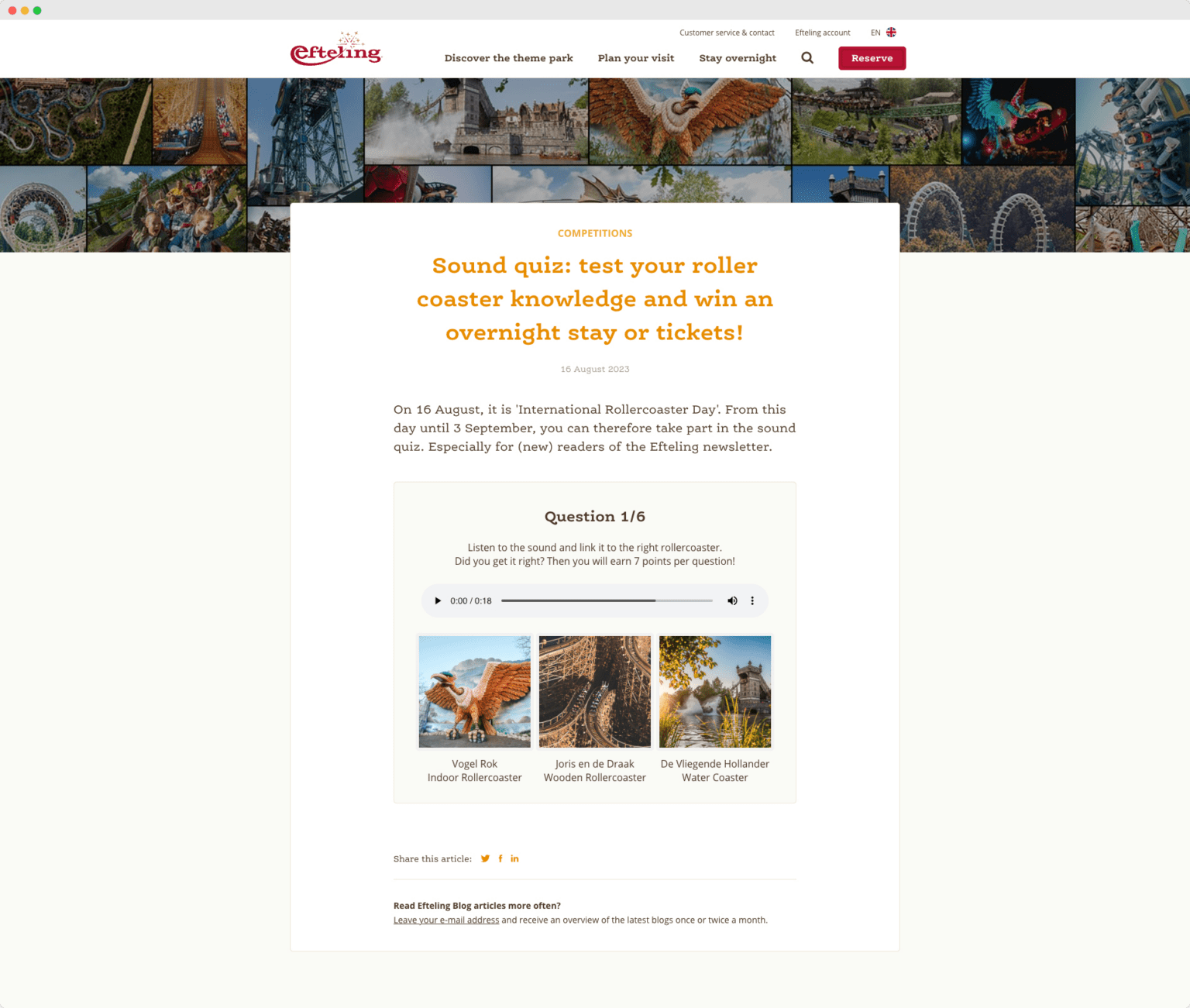 The roller coster quiz
