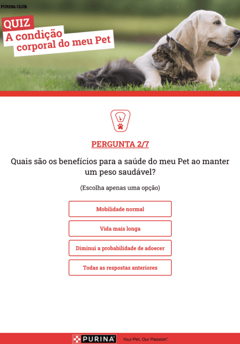 Purina’s educative quiz