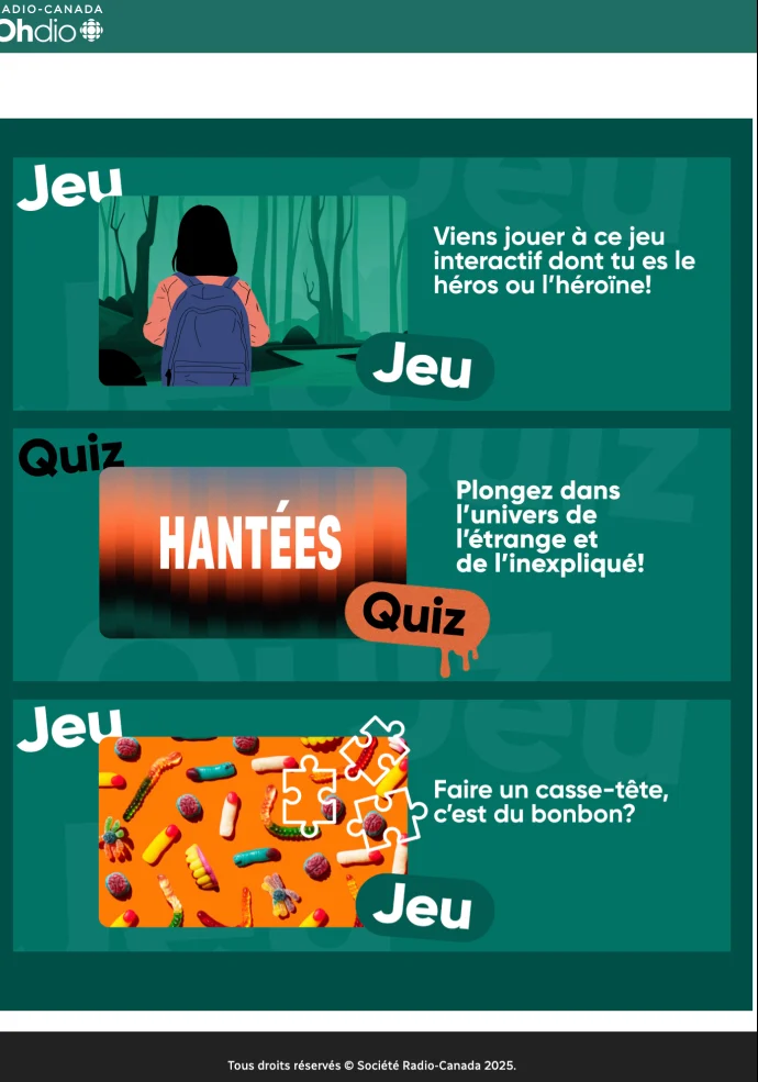 La landing page d’Halloween de Radio Canada